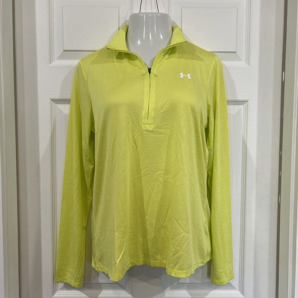 Under Armour UA Tech Twist 1/2 Zip Loose Fit Heat Gear High Vis Top Shirt Wmn L
